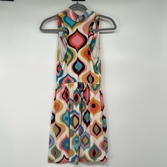 Judith March Cowl Neck Racerback Retro Pattern Dress Women's Size S Multicolor - Picture 3 of 7